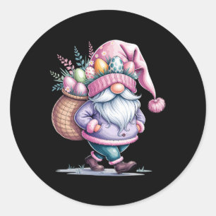 Happy Easter Gnome Easter Eggs Bunny Happy Easter Classic Round Sticker