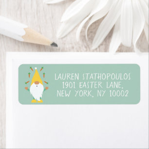 Happy Easter Gnome Juggling Carrots Return Address Label