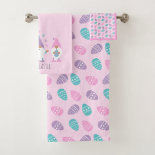 Happy Easter Gnome Juggling Easter Eggs Bath Towel Set
