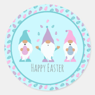 Happy Easter Gnome Juggling Easter Eggs Classic Round Sticker