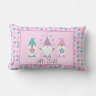 Happy Easter Gnome Juggling Easter Eggs Lumbar Cushion