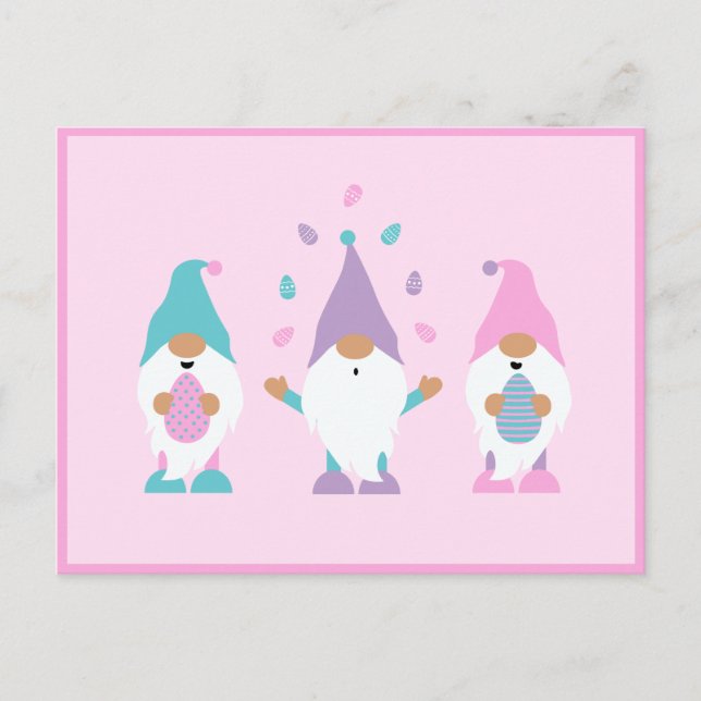 Happy Easter Gnome Juggling Easter Eggs Postcard (Front)
