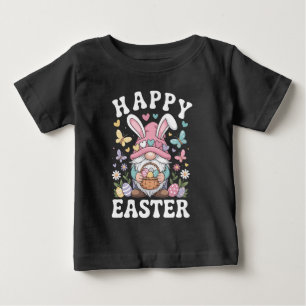 Happy Easter Gnome With Bunny Ears Colorful Eggs Baby T-Shirt