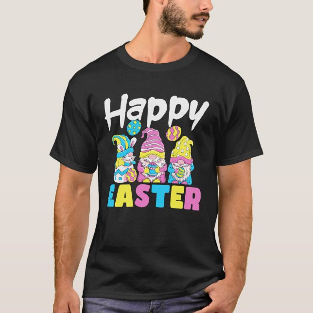 Happy Easter Gnomes Easter Day Bunny Egg Hunt T-Shirt (Front)