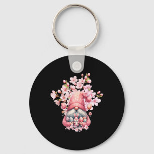 Happy Easter Gnomes Hello Spring Blossom Floral Key Ring