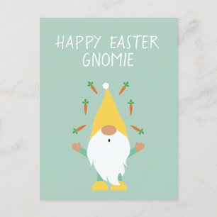 Happy Easter Gnomie Juggling Carrots  Postcard