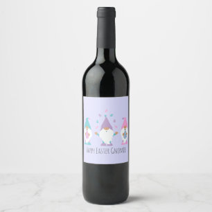 Happy Easter Gnomie Juggling Easter Eggs Wine Label