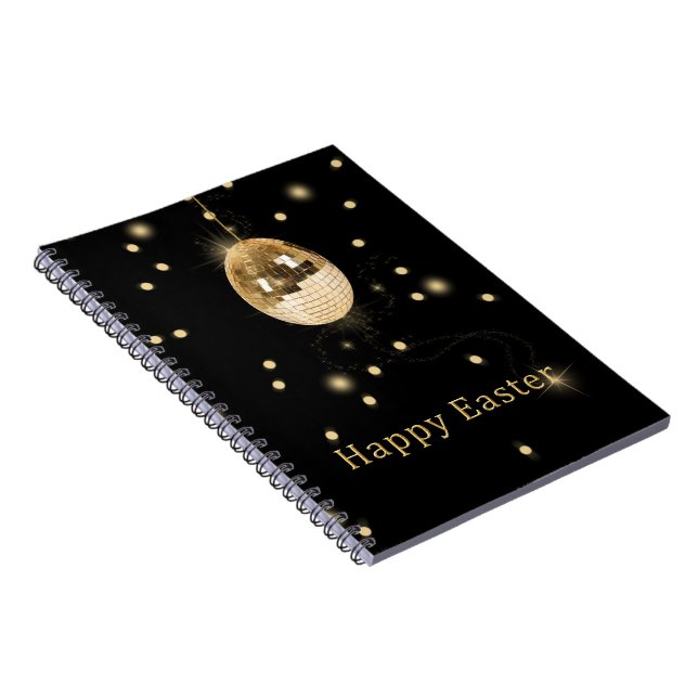 Happy Easter Gold Disco Ball Notebook (Right Side)