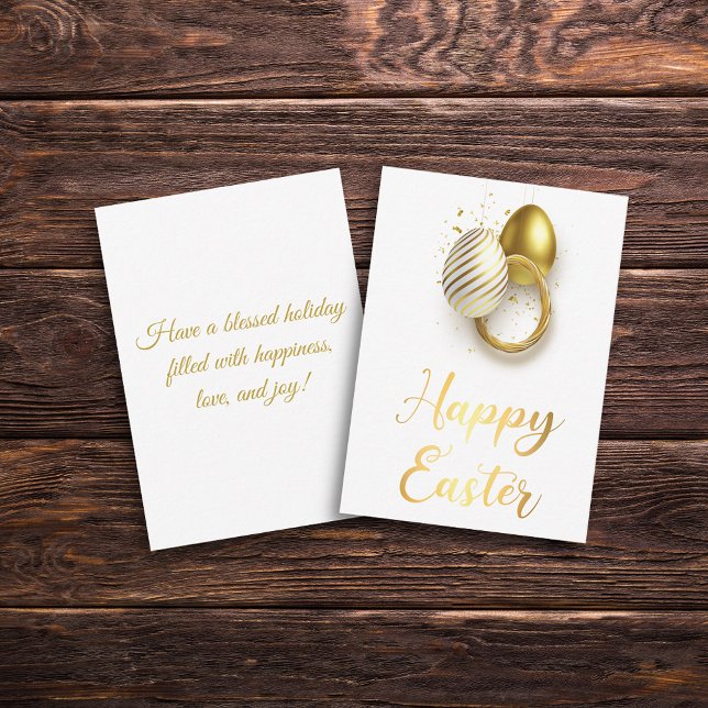 happy easter gold stylish script holiday card (Creator Uploaded)