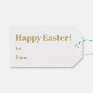 Happy Easter gold white to from minimalist modern Gift Tags