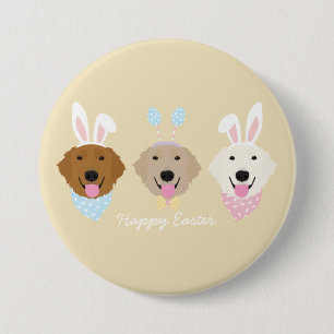 Happy Easter Golden Retriever Dogs 7.5 Cm Round Badge