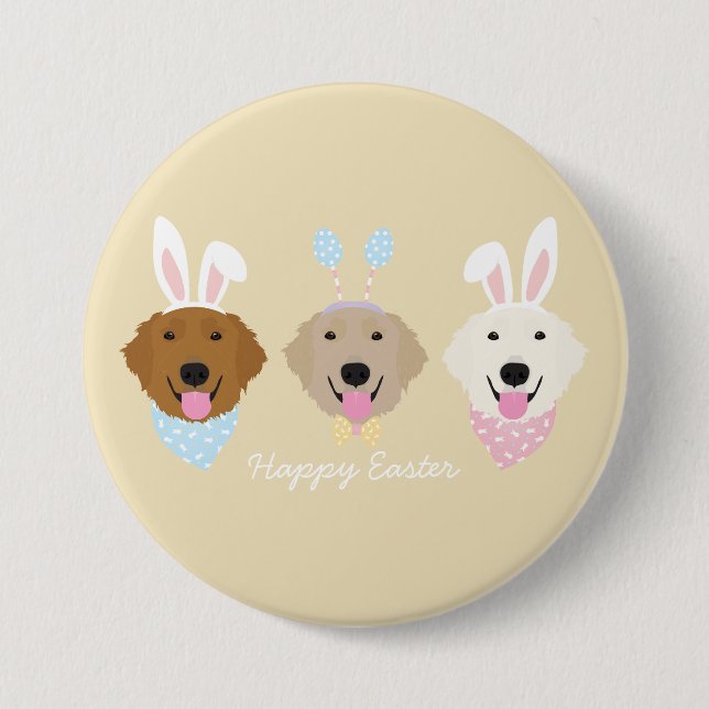 Happy Easter Golden Retriever Dogs 7.5 Cm Round Badge (Front)