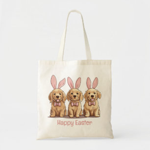 Happy Easter Golden Retriever Dogs Bunny Ears Tote Bag