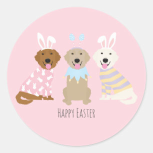 Happy Easter Golden Retriever Dogs Classic Round Sticker
