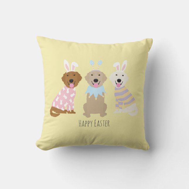 Happy Easter Golden Retriever Dogs Cushion (Front)