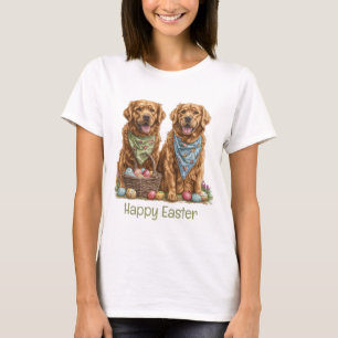 Happy Easter Golden Retriever Dogs Easter Basket T-Shirt
