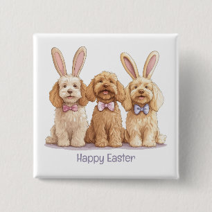 Happy Easter Goldendoodle Dogs 15 Cm Square Badge