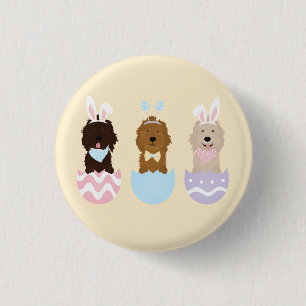 Happy Easter Goldendoodle Dogs 3 Cm Round Badge