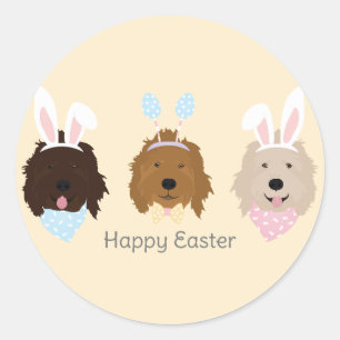 Happy Easter Goldendoodle Dogs Classic Round Sticker