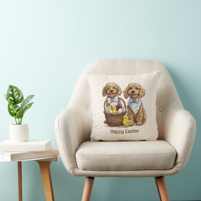 Happy Easter Goldendoodle Dogs Easter Basket Cushion (Chair)