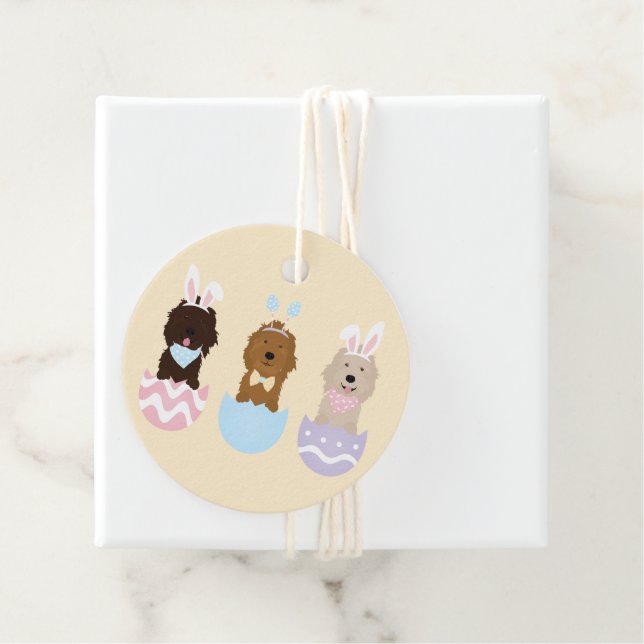 Happy Easter Goldendoodle Dogs Favour Tags (In Situ)
