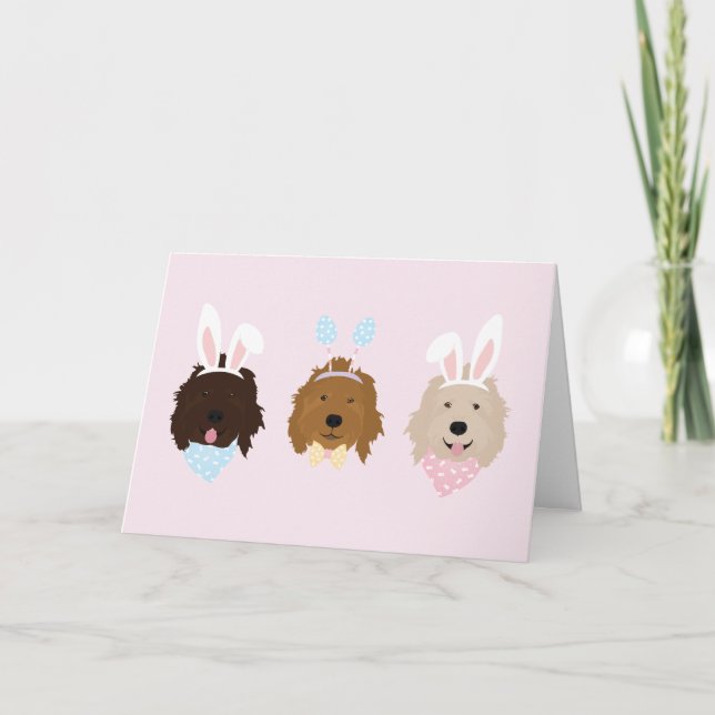 Happy Easter Goldendoodle Dogs Holiday Card (Front)