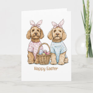 Happy Easter Goldendoodle Dogs Holiday Card