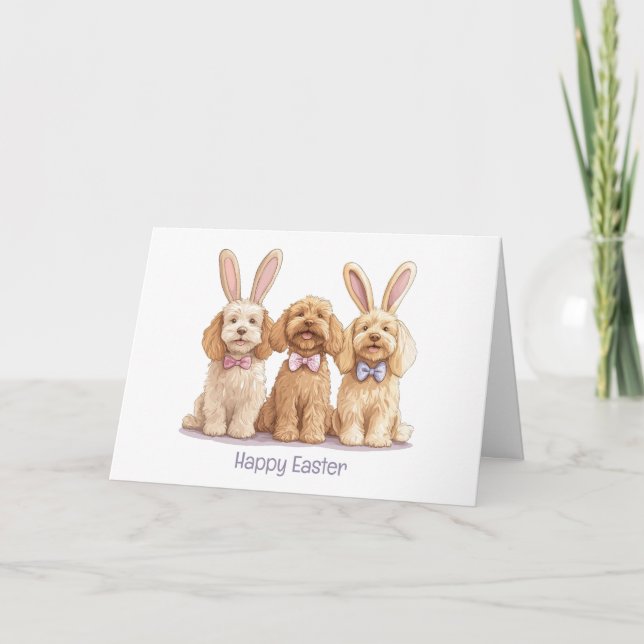 Happy Easter Goldendoodle Dogs Holiday Card (Front)