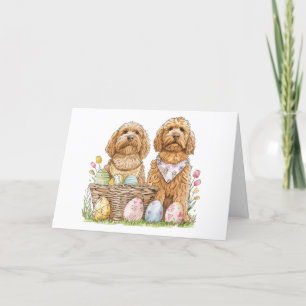 Happy Easter Goldendoodle Dogs Holiday Card