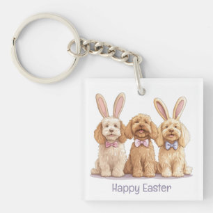 Happy Easter Goldendoodle Dogs Key Ring