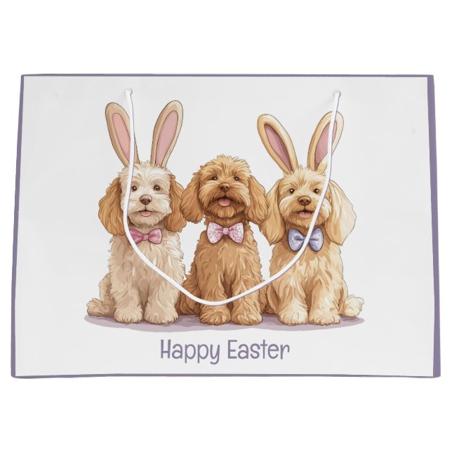 Happy Easter Goldendoodle Dogs Large Gift Bag (Front)