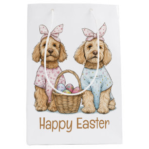Happy Easter Goldendoodle Dogs Medium Gift Bag