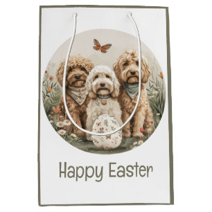 Happy Easter Goldendoodle Dogs Medium Gift Bag