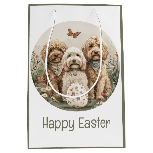 Happy Easter Goldendoodle Dogs Medium Gift Bag (Front)