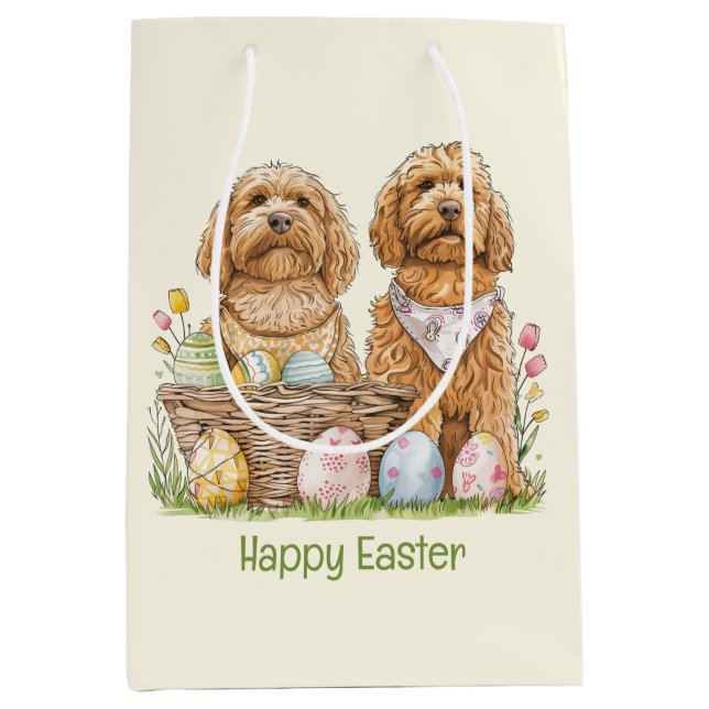Happy Easter Goldendoodle Dogs Medium Gift Bag (Front)