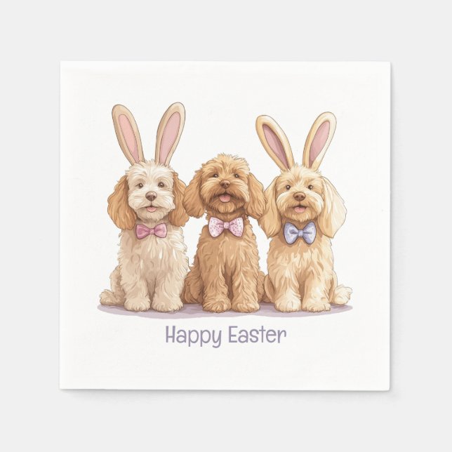 Happy Easter Goldendoodle Dogs Napkin (Front)