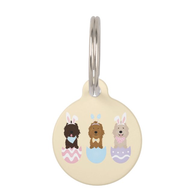 Happy Easter Goldendoodle Dogs Pet Tag (Front)