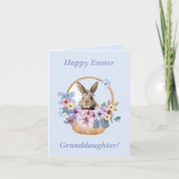 Happy Easter Granddaughter Bunny in Flower Basket