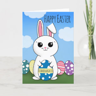 Happy Easter Granddaughter Cute Bunny WIth Eggs  Holiday Card