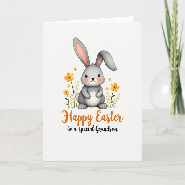 Happy Easter Grandson Hare Card (Front)
