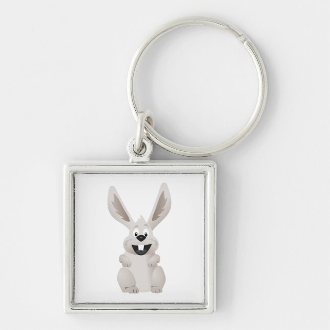 "HAPPY EASTER " GRAY BUNNY KEY RING (Front)