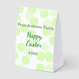 Happy Easter gray green polka dots family name