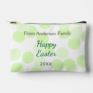 Happy Easter gray green polka dots family name Accessory Pouch