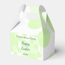 Happy Easter gray green polka dots family name