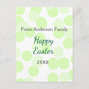 Happy Easter gray green polka dots family name Postcard