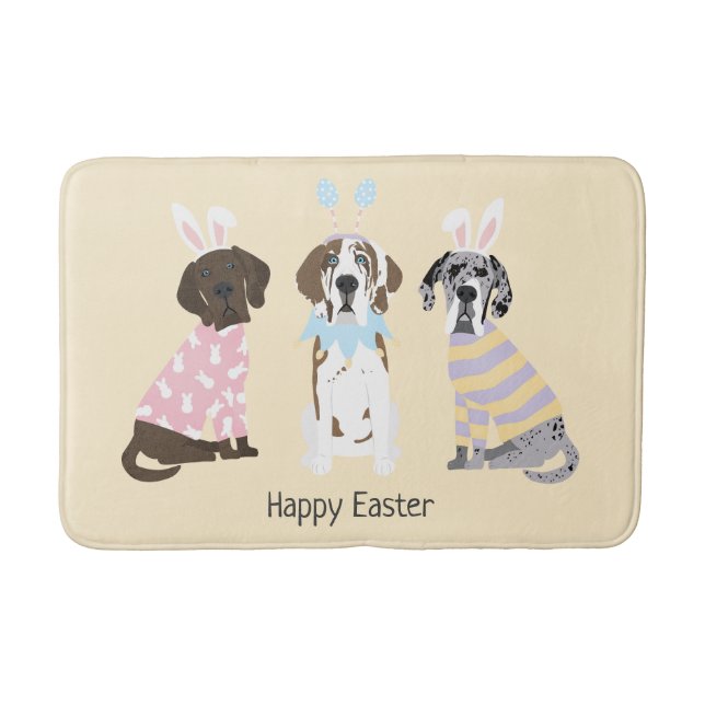 Happy Easter Great Dane Dogs Bath Mat (Front)