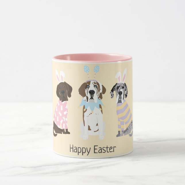 Happy Easter Great Dane Dogs Mug (Center)