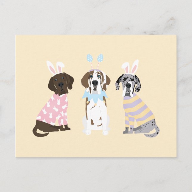 Happy Easter Great Dane Dogs Postcard (Front)