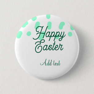 Happy Easter green eggs pastel name date simple 6 Cm Round Badge