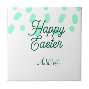Happy Easter green eggs pastel name date simple Ceramic Tile